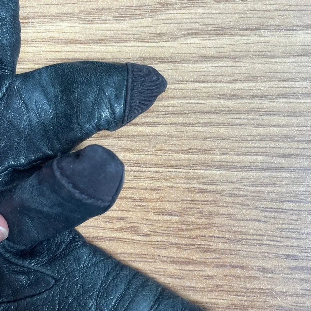 Touchpoint Black Leather Gloves With Cashmere Lined Size M